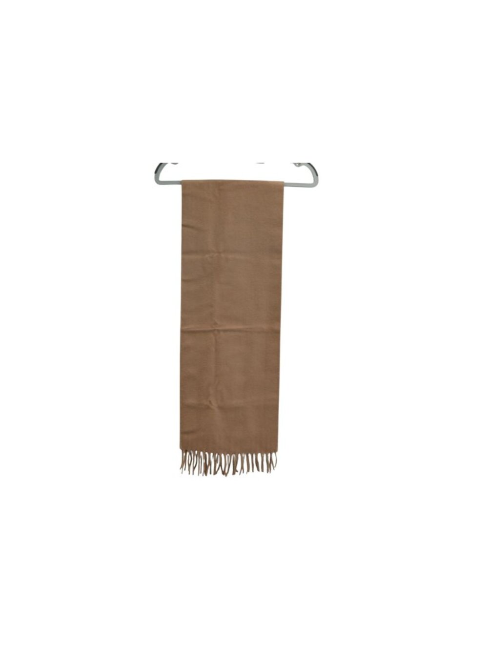 Unbranded 100% Lambswool Rectangular Fringed Scarf Sz 10" x 54.5" Tan Brown